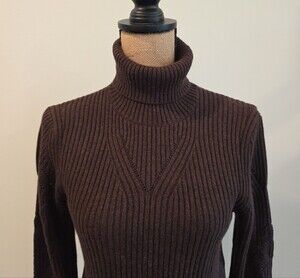 ba&sh Chocolate Brown Ribbed Turtleneck Sweater